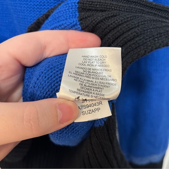 Ellen Tracy Women Sweater Blue Black Knit Scoop Neck Pullover LARGE - Picture 5 of 6